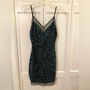Black iridescent sequin mini dress